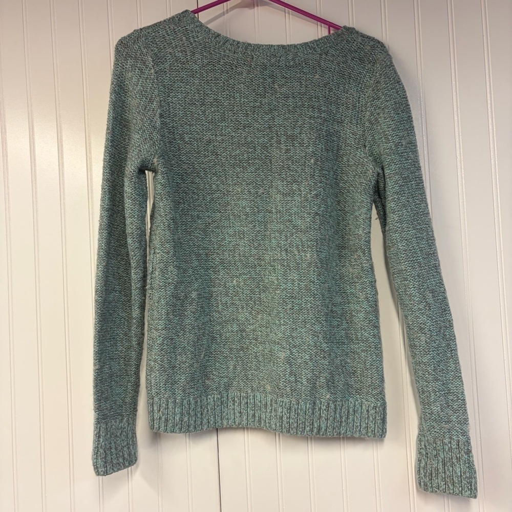 Eddie Bauer Teal Cable Knit Sweater Small Wool Blend - Picture 4 of 5
